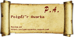 Polgár Avarka névjegykártya